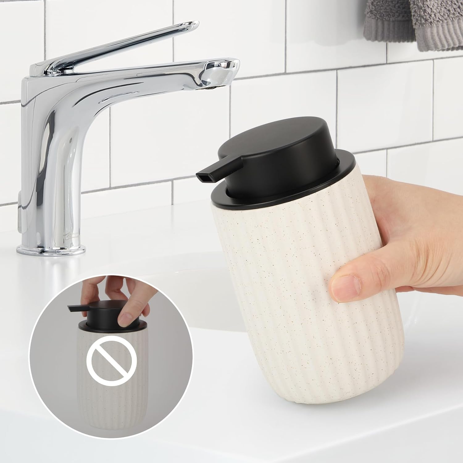 Dozownik do mydła w pianie, pusta butelka 400 ml, ceramiczny dozownik do żelu pod prysznic, dozownik do szamponu i żelu pod prysznic,