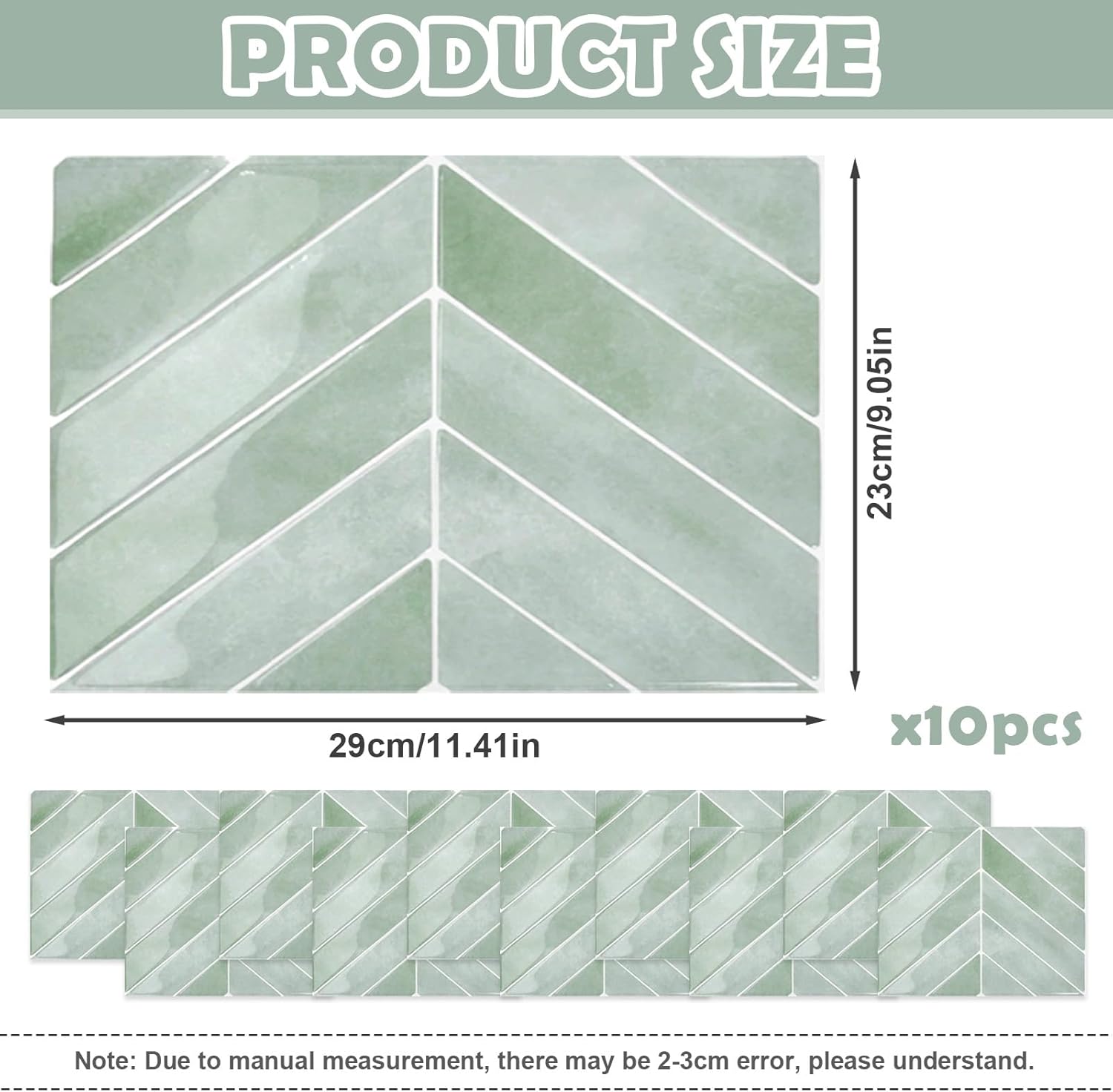 Crédence Carrelage 3D Losange Vert - Lot de 5 Plaques Adhésives Étanches en Forme de Diamant, Style Contemporain - 2