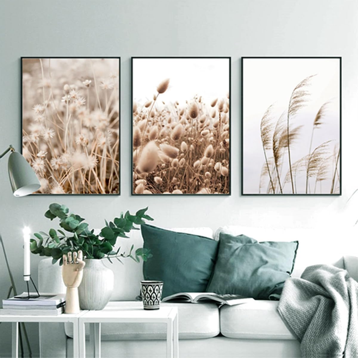 Zestaw 3 nowoczesnych plakatów ściennych, naturalny krajobraz i koci ogon, abstrakcyjny plakat botaniczny, dekoracja w stylu boho, bez ramy, 30 x 40 c - 3