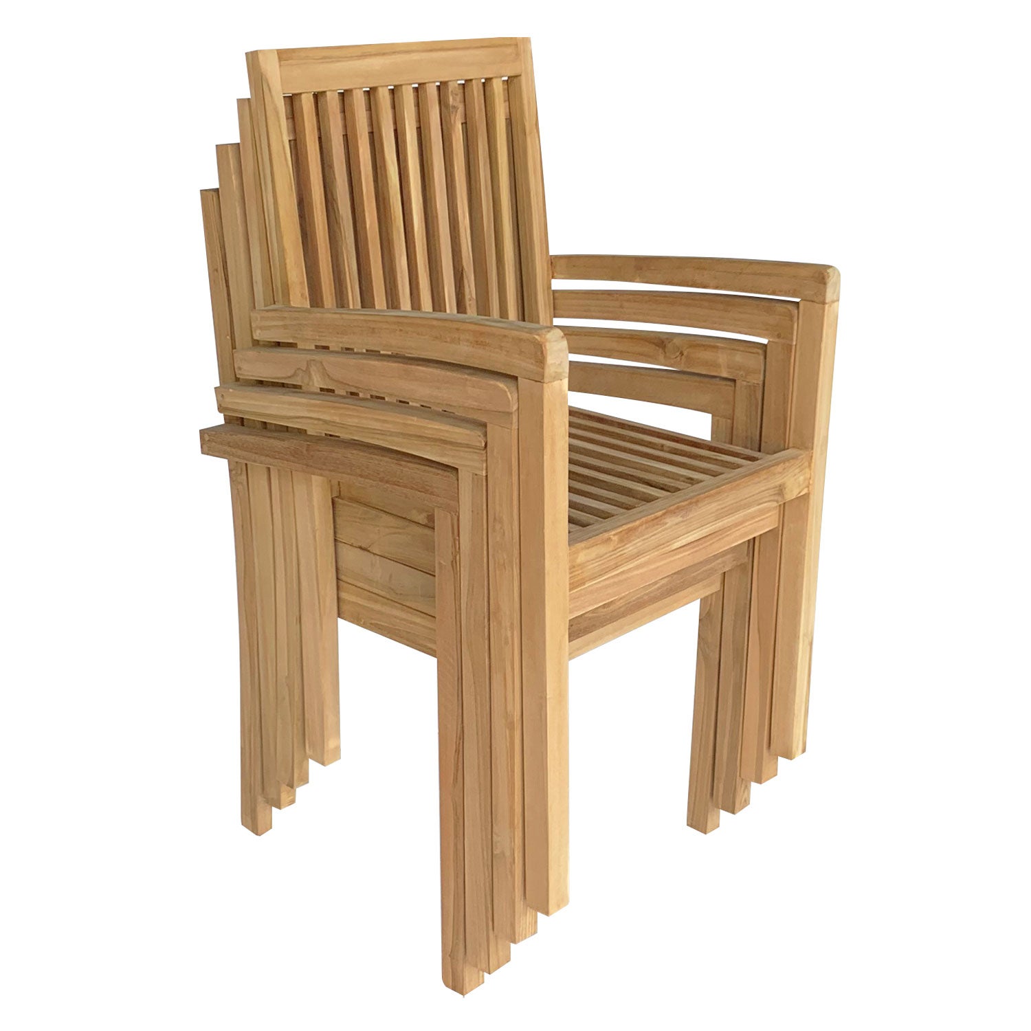Lot de 4 Chaise de jardin sans coussin JAVA en Teck Marron - 5