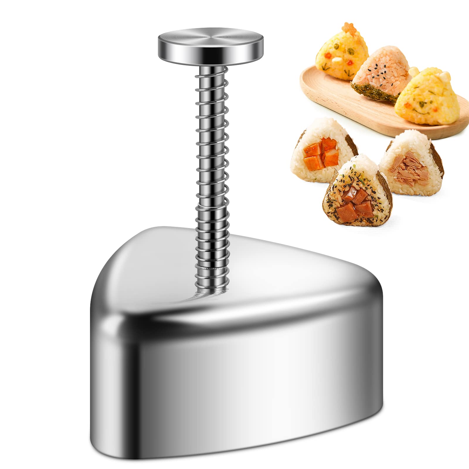 Stampo Per Onigiri Auiremrti 2 Pezzi Forme Onigiri, Beige Rettangolo Onigiri Maker, Rosa Triangolo Formatore Di Riso, Stampo Onigiri Con Cucchiaio Di Riso, Formatore Palline Di Riso Per Bambini, Kit Per Fare