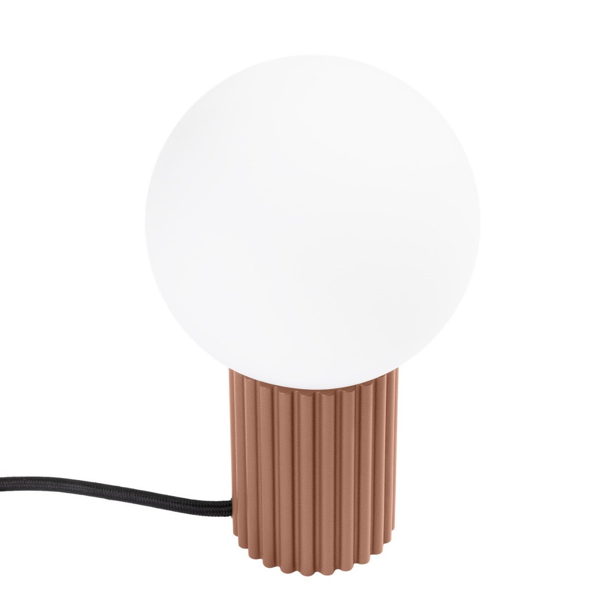 Lampka biurkowa nowoczesna mocca ryflowany korpus szklana biała kula włącznik do przedpokoju salonu 1xG9 8W HALO Sollux Lighting
