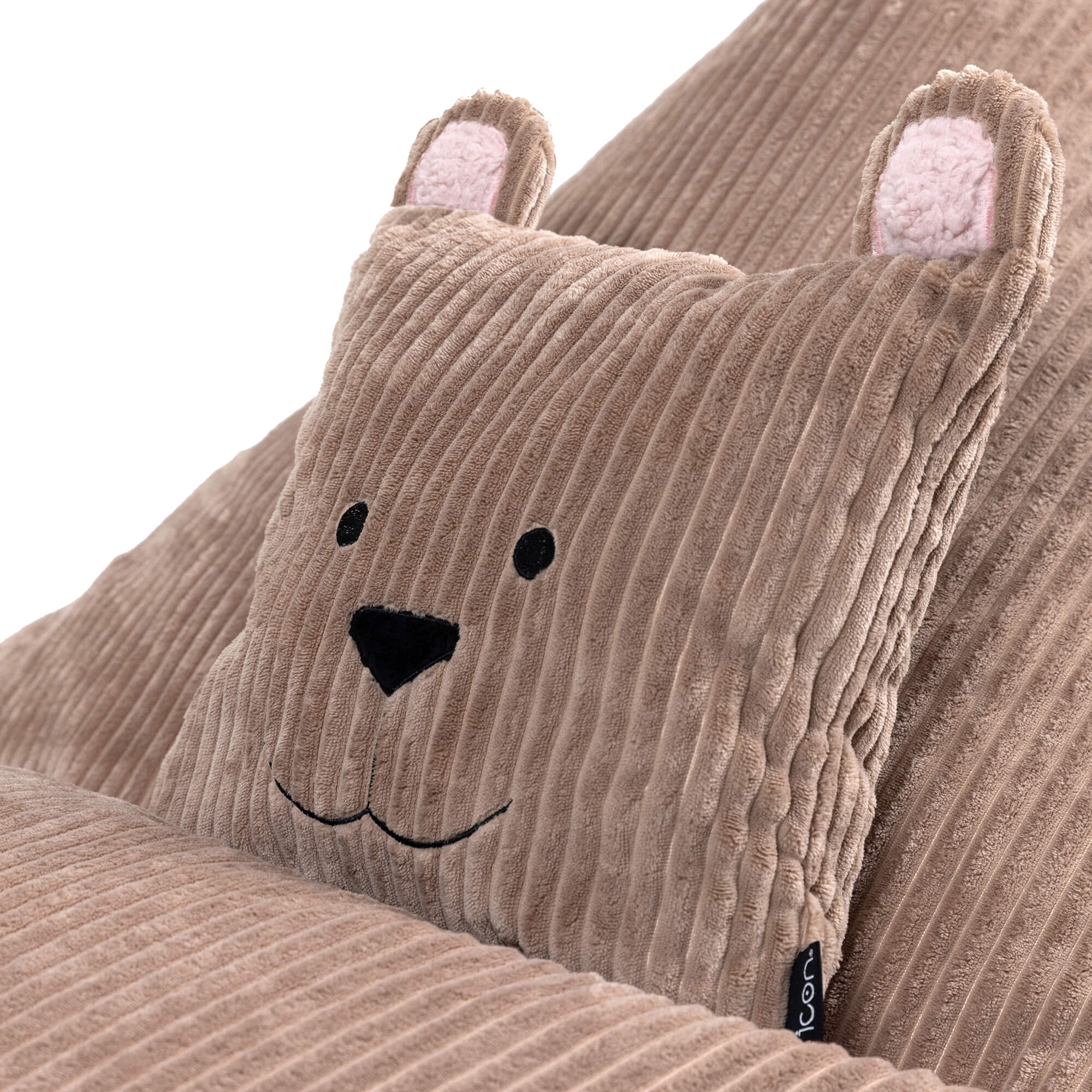 Pouf enfant Icon chauffeuse animal avec coussin, velours côtelé Oeko-Tex®, ours brun, chambre, salon, 102x72cm - 6