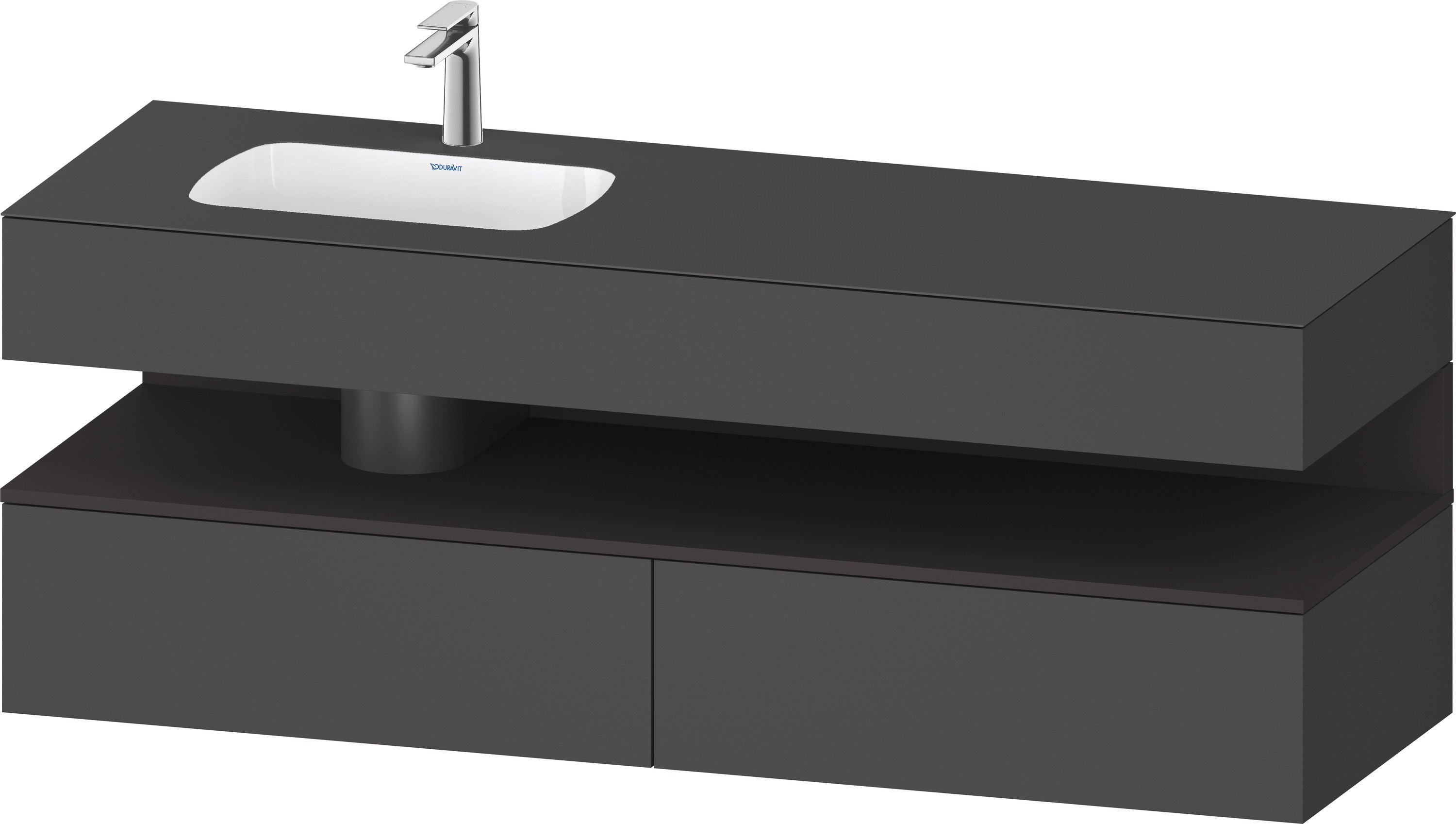 Duravit collection one lavabo empotrado con base de lavabo consola, 1600x550x600mm, nicho en grafito supermate, lavabo izquierda, qa4795080490000,