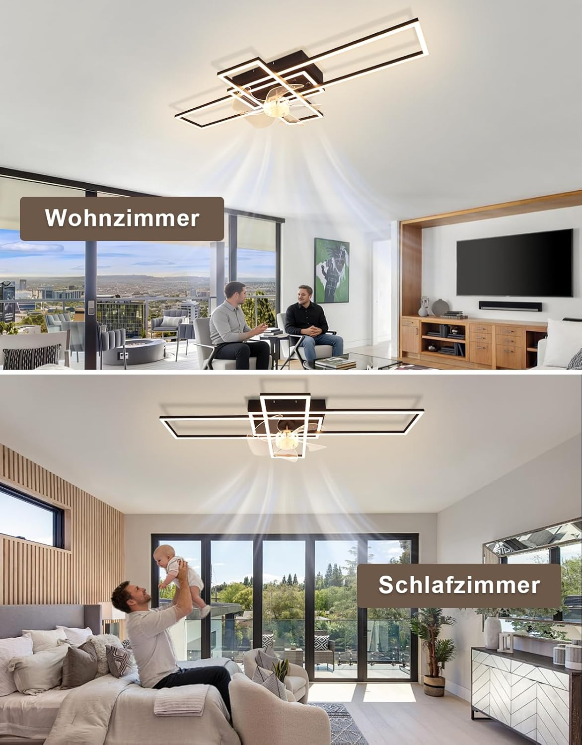 NETTLIFE Ventilateur de Plafond avec Éclairage LED 94cm, Moderne Dimmable avec Télécommande, 6 Vitesses, Minuterie pour Salon Salle à Manger - 5