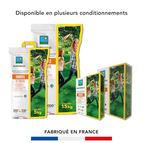 BARENBRUG - Gazon Ombre et Soleil - Performant en Conditions Ombragées - Adapté aux Zones Ensoleillées - Fin et Dense - 5KG - 5