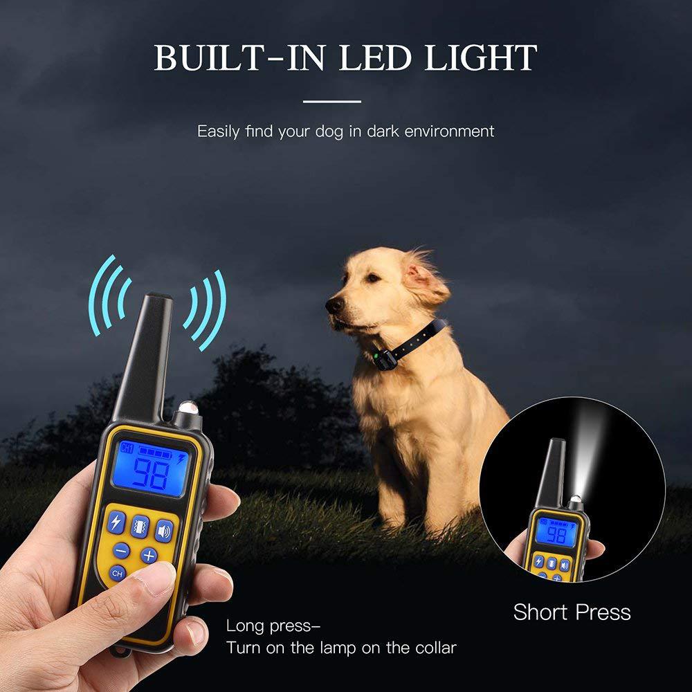 Collar de entrenamiento dual para perros recargable y resistente al agua IP67 con alcance de 800 m con 99 niveles de vibración, descarga eléctrica y m - 2