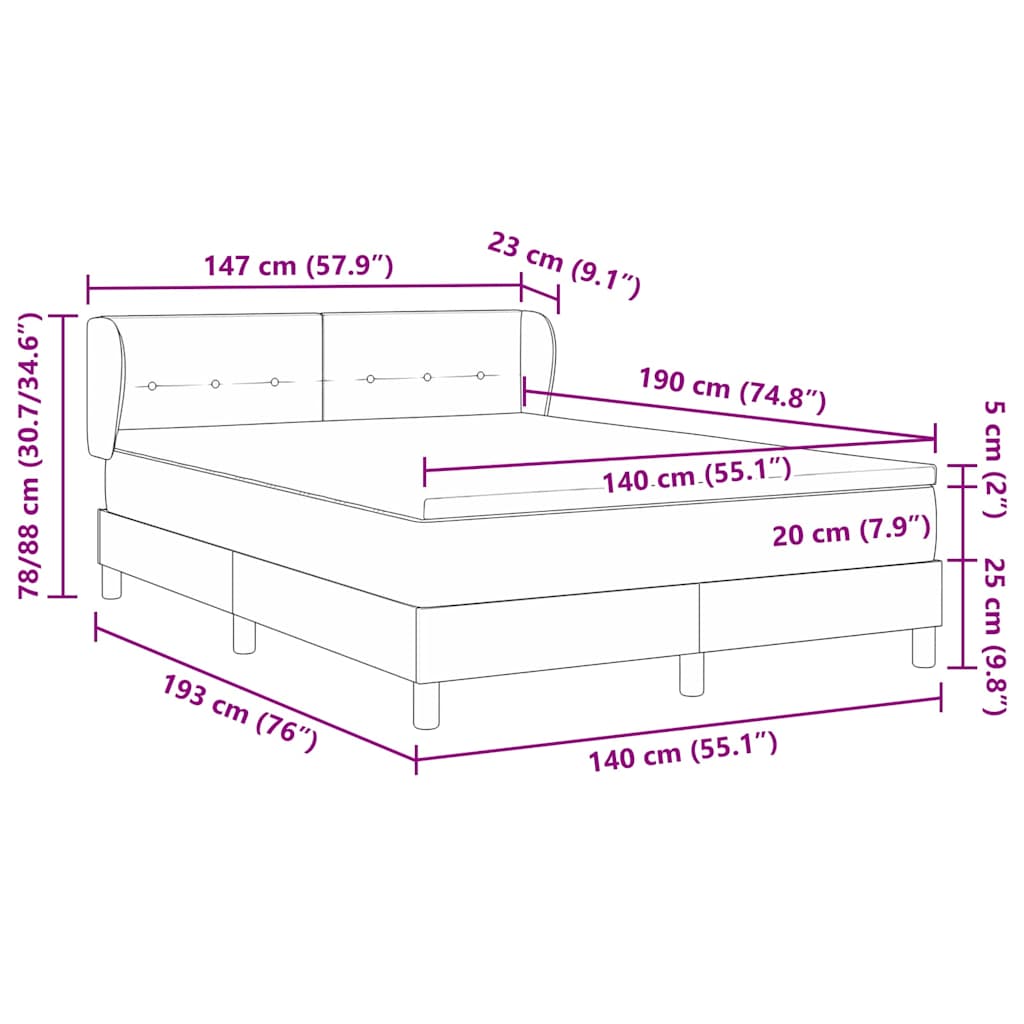 Cama tipo Box Spring con cabecera Azul 140 x 190 cm tela | Leroy Merlin