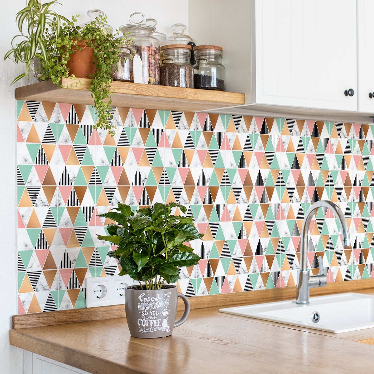 24 vinilos baldosas de cemento efecto mosaico elegante azul - adhesivo pared - sticker revestimiento - 24stickers15x15cm