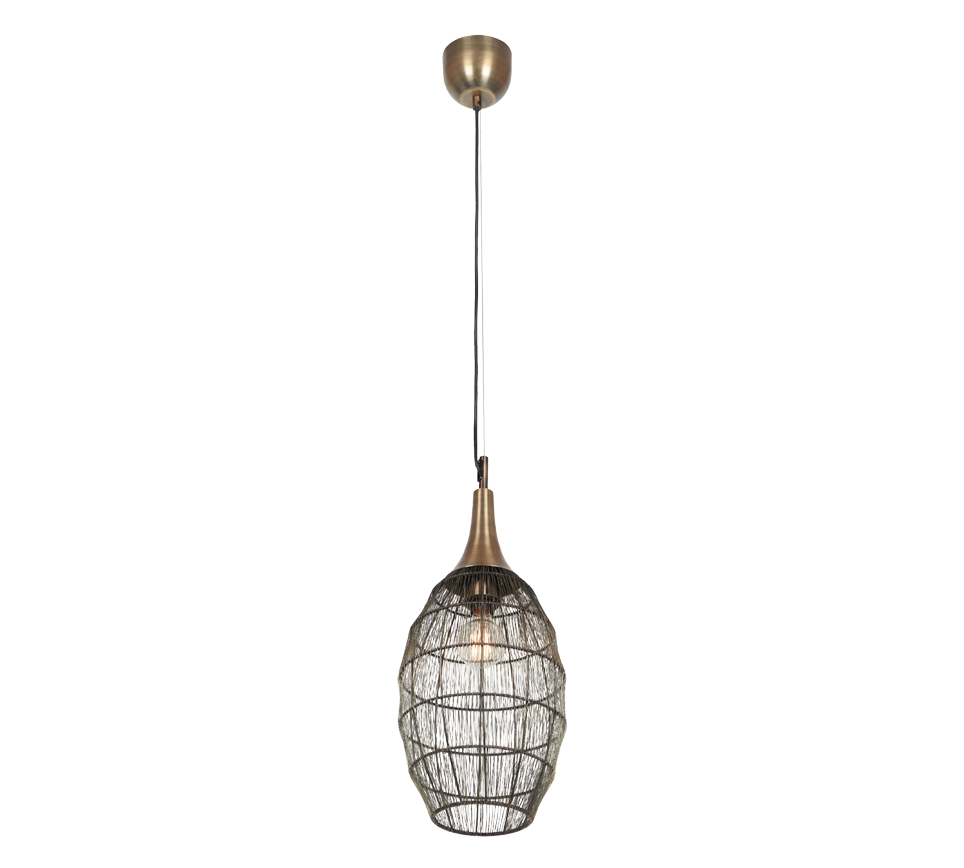 Lampa wisząca Soraya patyna-złota-czarna 1xE27x10W industrialna wym: 150 x 26 x 26 cm metal Trio