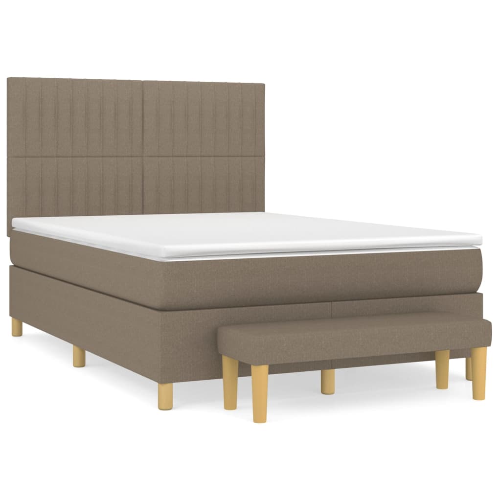 Cama box spring con colchón tela gris taupe 140x200 cm | Leroy Merlin