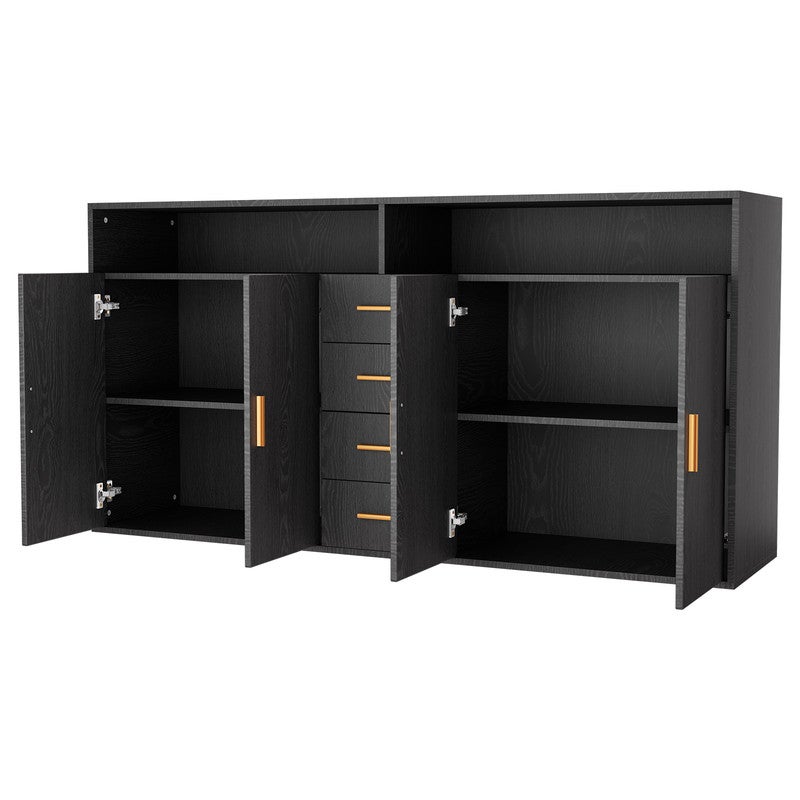 HOMAVO Buffet Moderne avec 4 Tiroirs, 2 Portes et 2 Compartiments Ouverts – Meuble de Rangement - 5