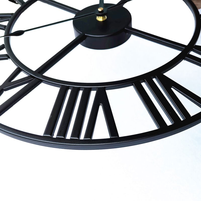 Horloge créative rétro en métal fer horloge murale romaine salon décoration horloge murale (50 cm) - 3