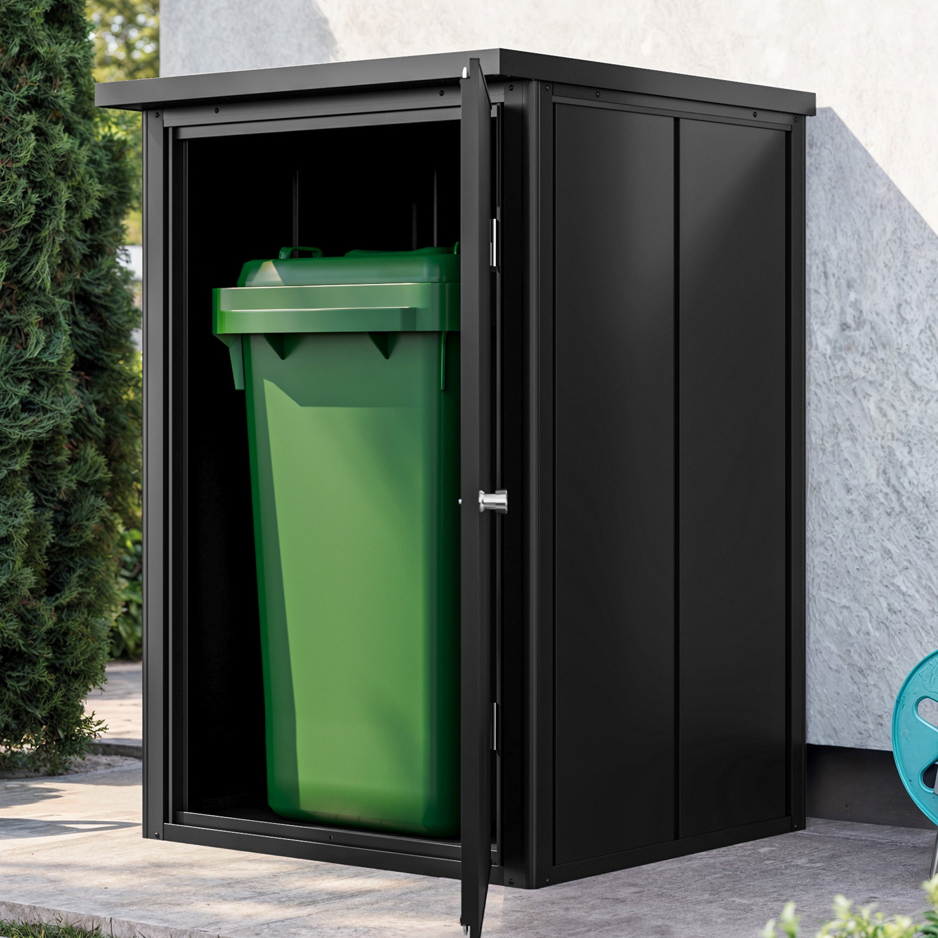 GFP Primeyard Armario exterior metálica 84x84x131 cm Caseta de jardín antracita incl. suelo - 3