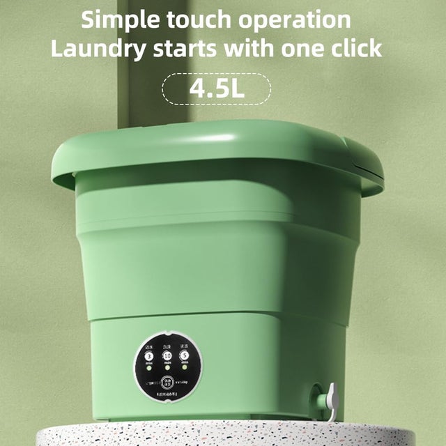 Máquina de lavar roupa portátil de 4,5 L, mini máquina de lavar roupa dobrável, roupa dobrável com cesto de drenagem, 3 modos de limpeza (verde)