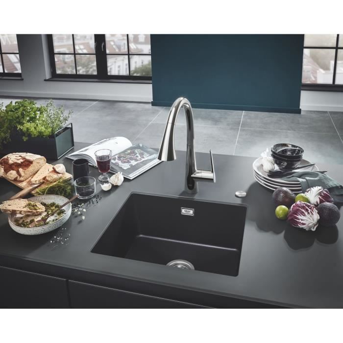 Grohe K700 Evier de Cuisine à encastrer par dessous Quartz Noir Granite 533 x 457 (31654AP0) - 9