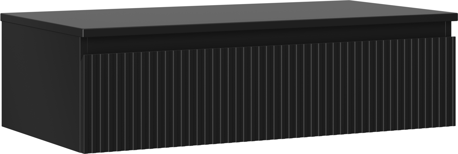 Mexen Rivel szafka łazienkowa podumywalkowa 90 cm z blatem, 1 szuflada, ryflowana , czarna mat - 91A20-09023-1-BFC71