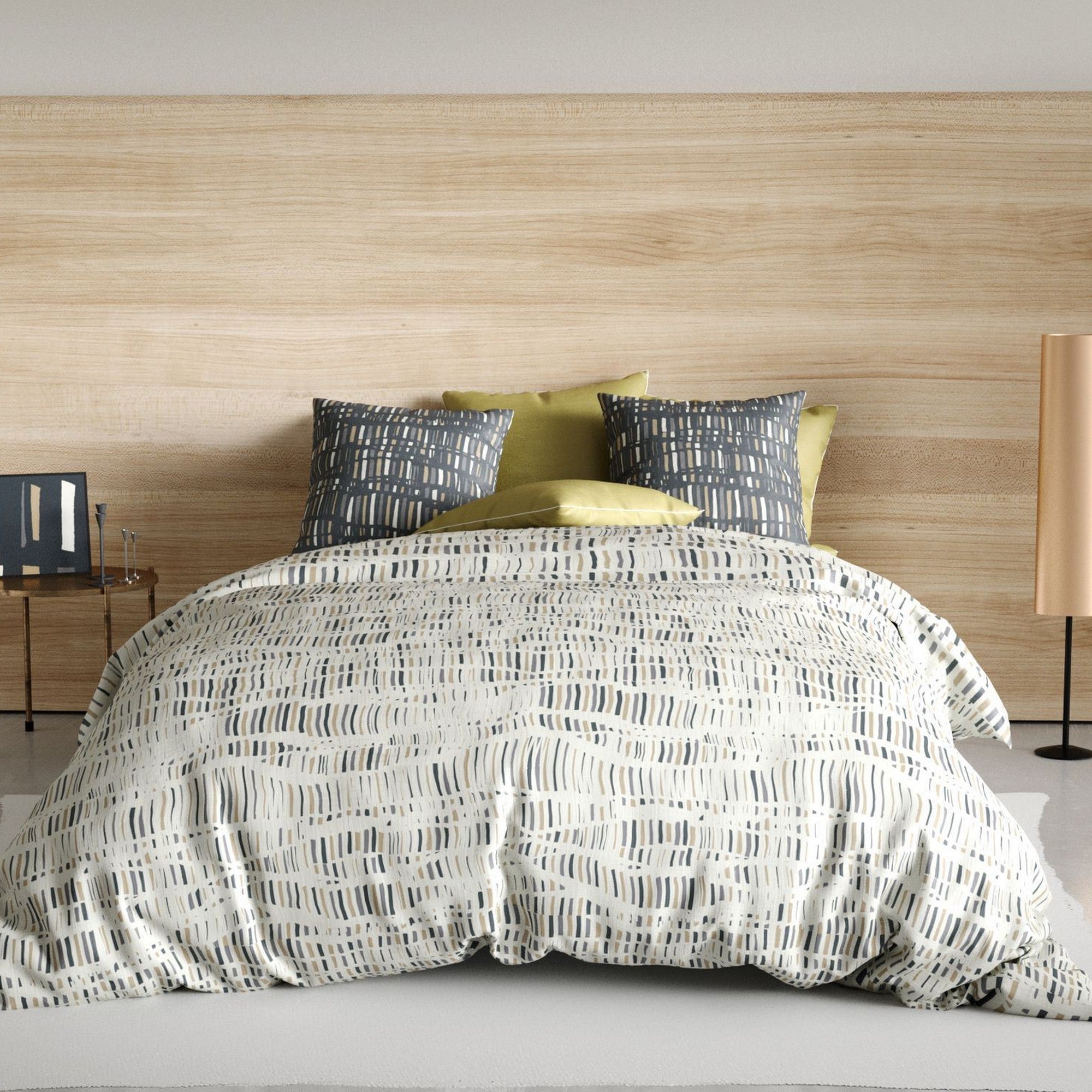 Housse De Couette 240x260 Cm + 2 Taies En Coton 57 Fils - Reno - Linge De Lit Doux Et Respirant