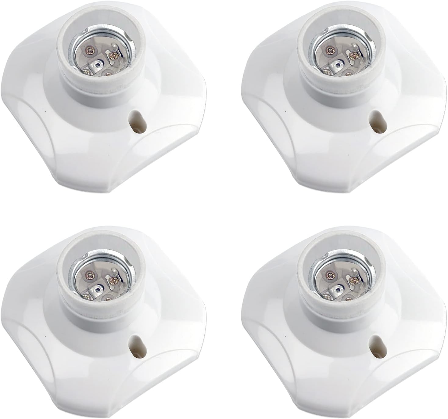 Oprawka sufitowa E27 do wkręcania, oprawka do żarówki LED, gwint E27, biała plastikowa podstawa do kinkietu, 220-240 V AC, zestaw 4 szt.