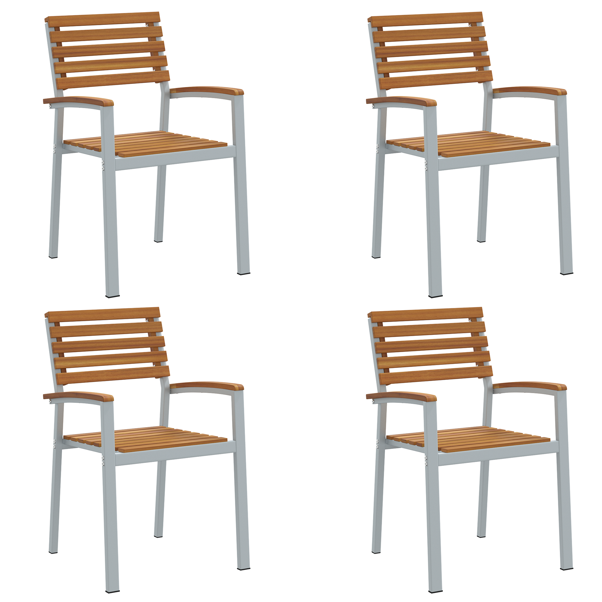 Juego De 4 Sillas De Jardín FurnitureR, Terciopelo Marrón Resistente, Estructura Metal, Para Terraza Y Balcón