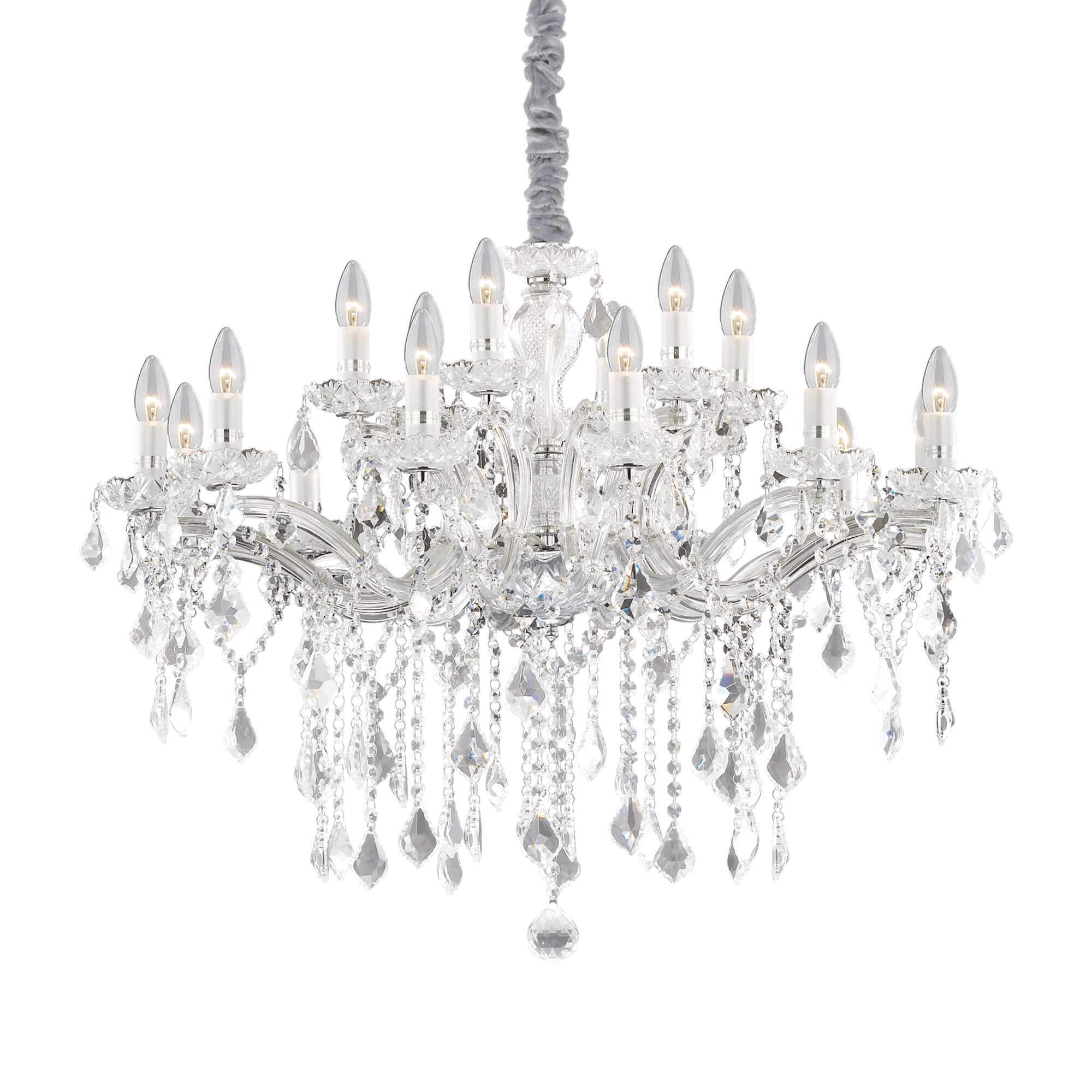 Ideal Lux  Suspension Chromée En Cristal Florian 18 Ampoules , Leroy Merlin