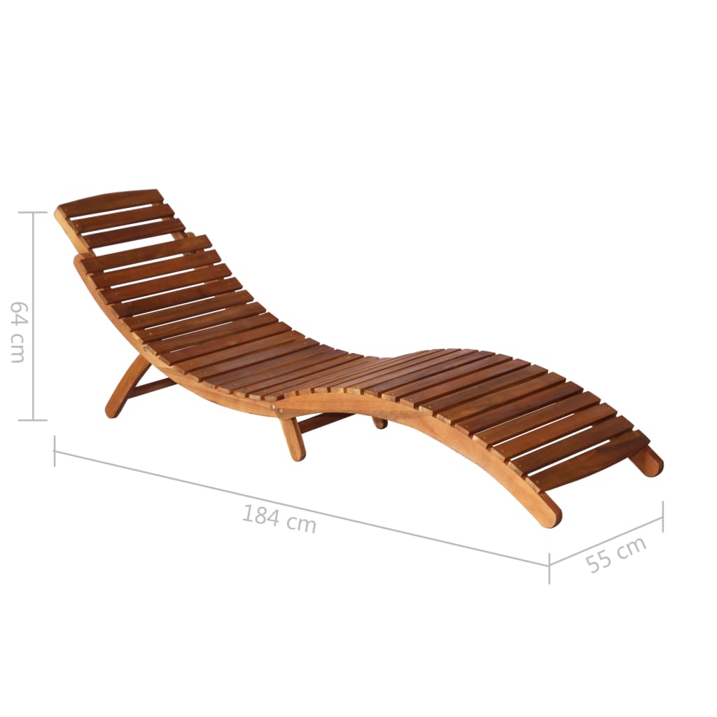 Chaise longue de jardin avec table et coussin Bois d acacia - 6