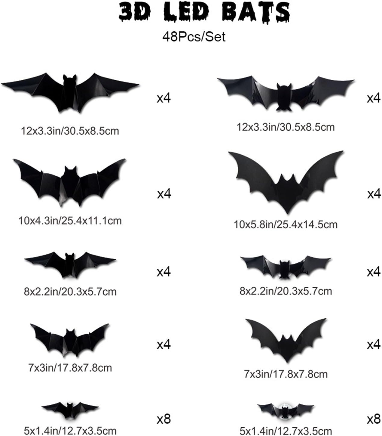 Décoration Halloween Chauve-Souris LED - Lot De 12 Chauves-Souris 3D Lumineuses | Adhésif PVC Violet | Pour Mur, Fenêtre, Plafond