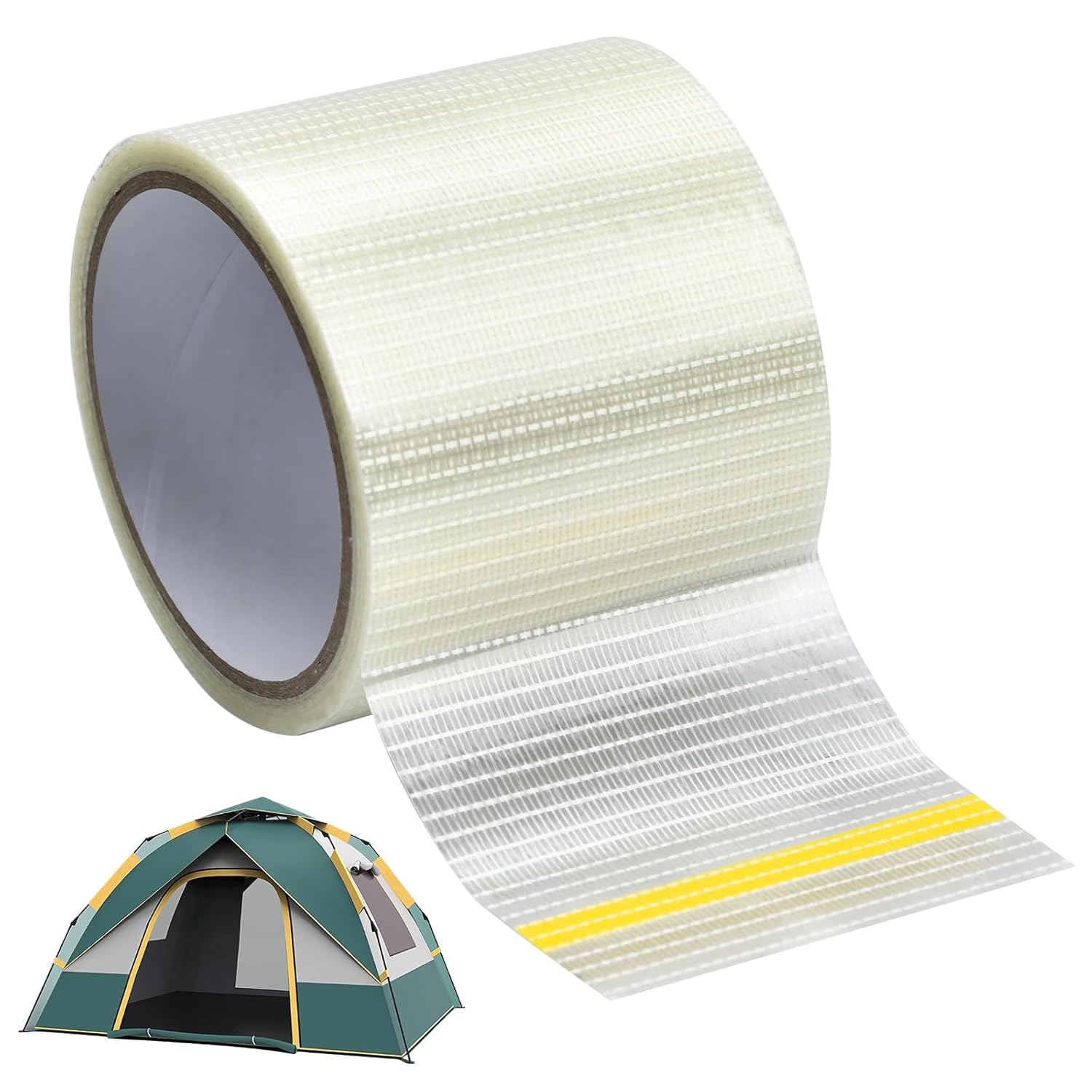 Bandă adezivă de reparat din fibră de sticlă 20m x 8cm pentru copertină, transparentă, ripstop, bandă din fibră de sticlă