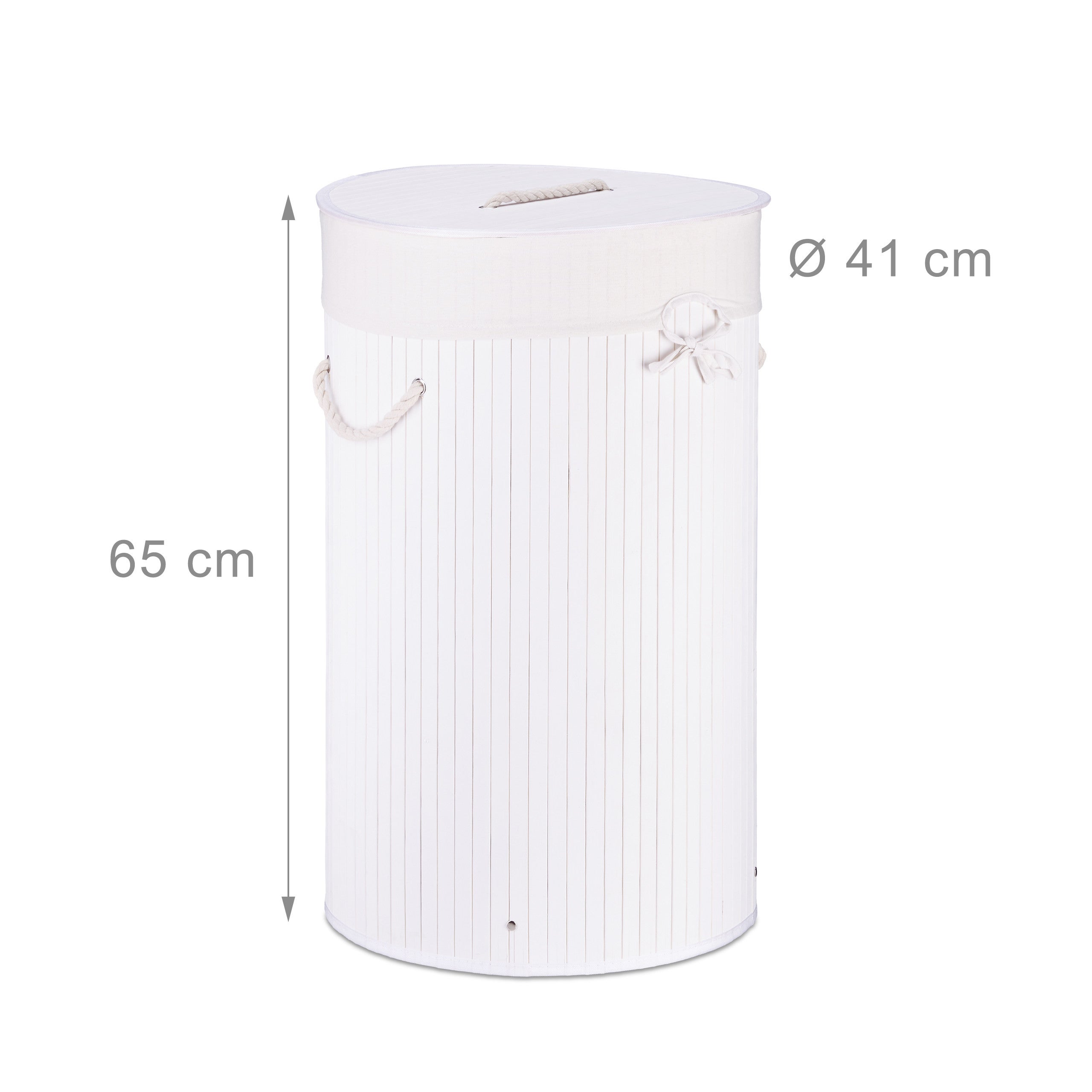 Panier à linge bambou, lot de 2, corbeille linge pliante, 80 L, sac intérieur coton, marron - blanc - 3