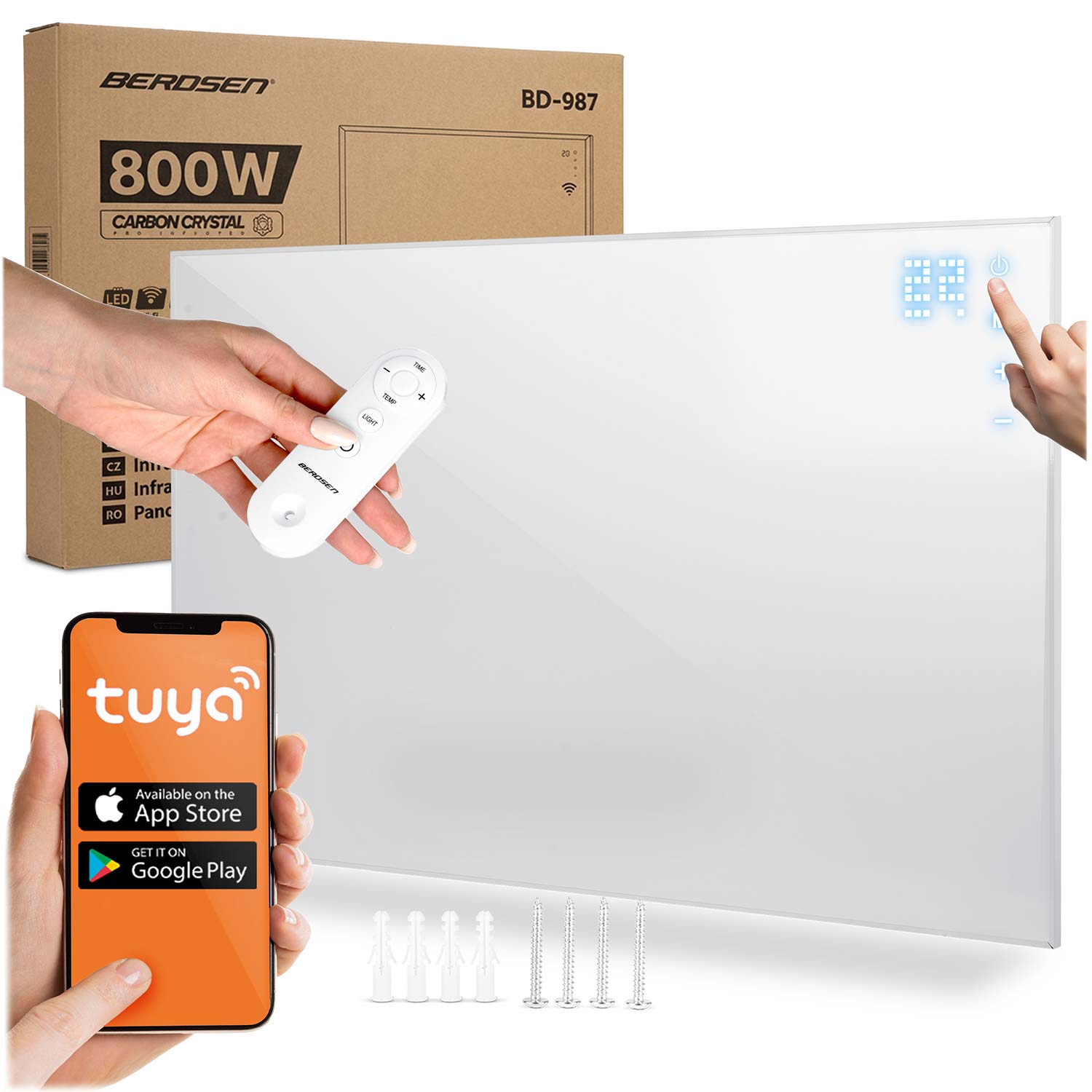 Grzejnik na podczerwień Berdsen BD-987 promiennik podczerwieni 800W pilot WiFi aplikacja