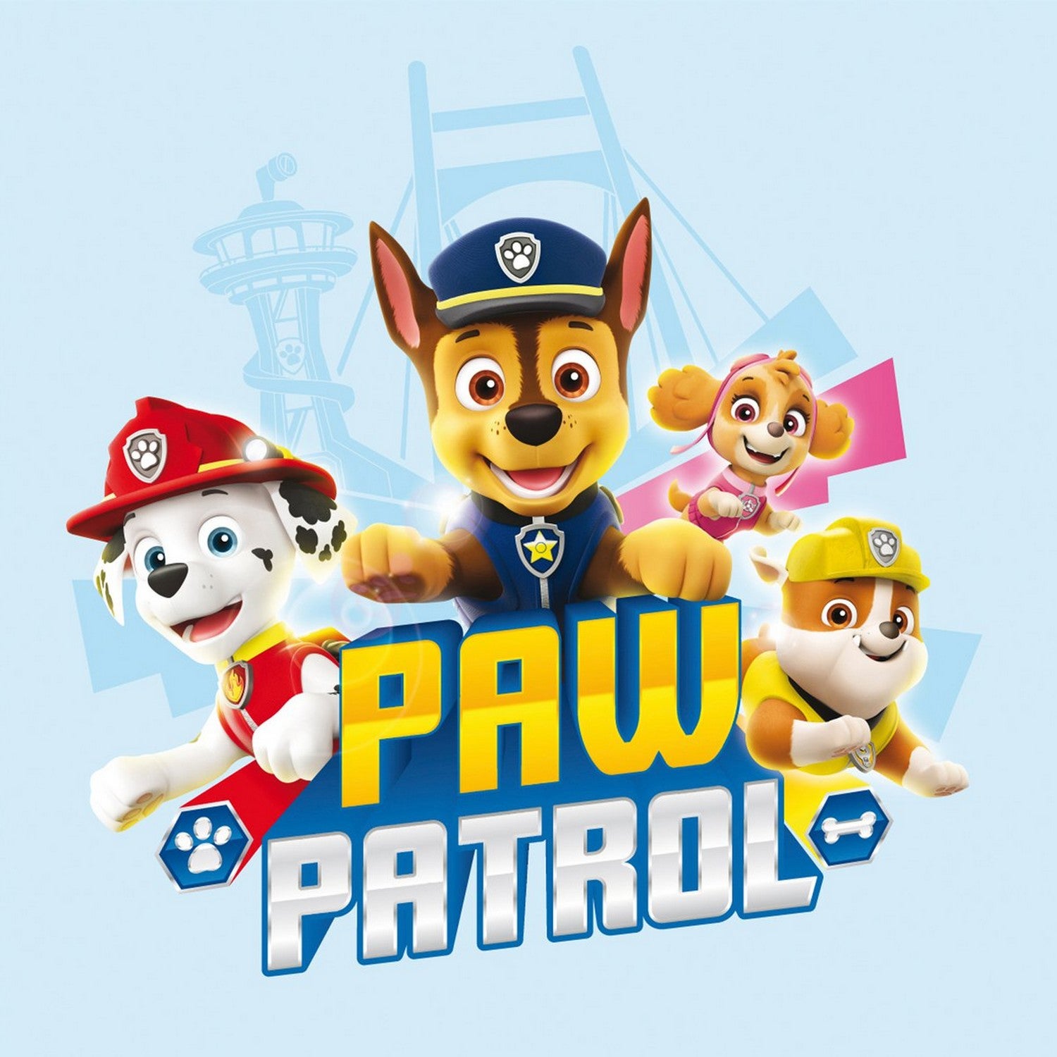 Tableau Pat'Patrouille bleu ciel - Slogan Paw Patrol 4 personnages - 35 ...