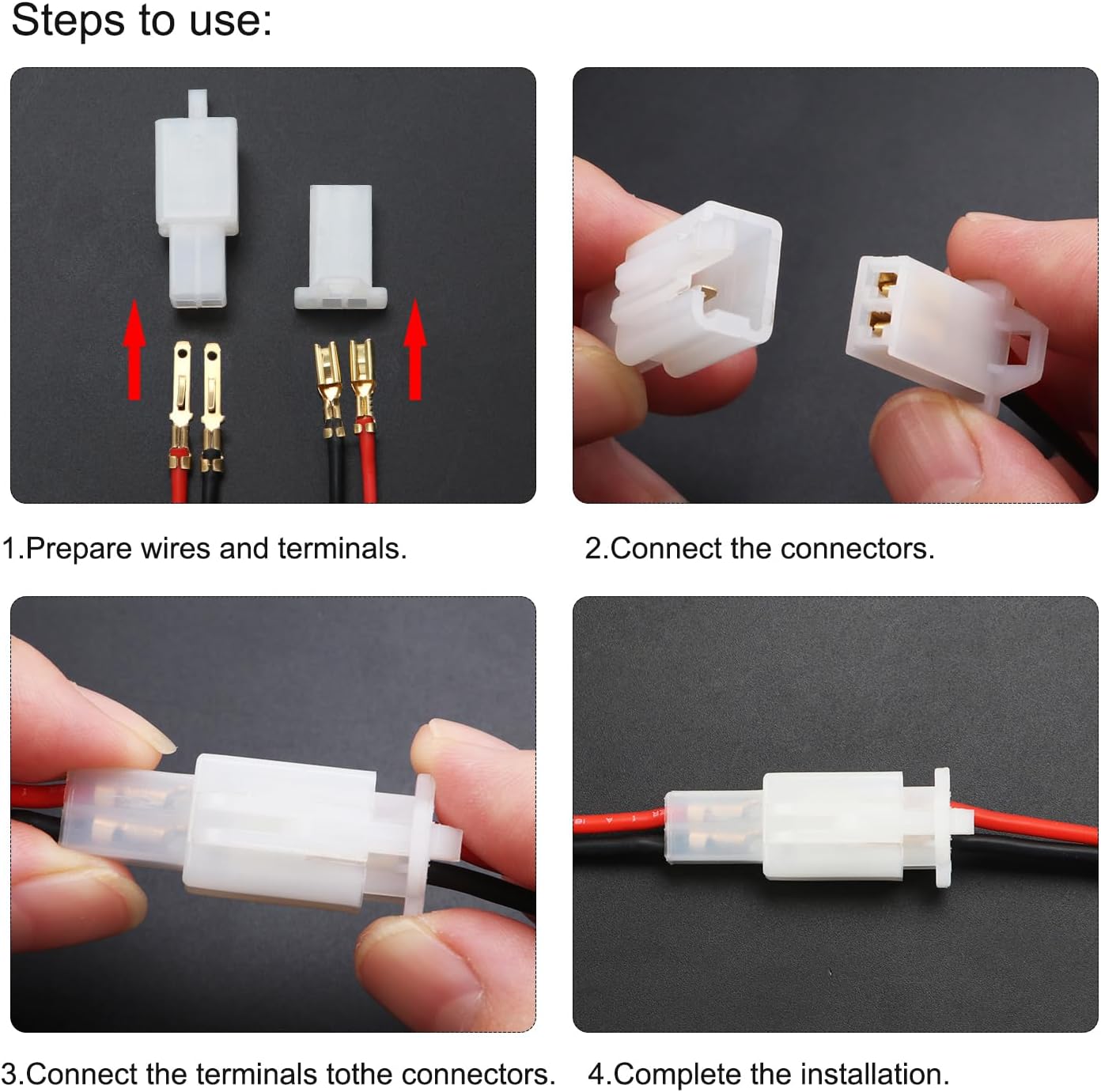 (Blanc)380 Pièces 2.8mm Automobile Connecteur Kit, 2 3 4 6 Broches de Fil Électrique Connecteur et Femelles Sertir Cosse Assortiment, pour Moto - 4