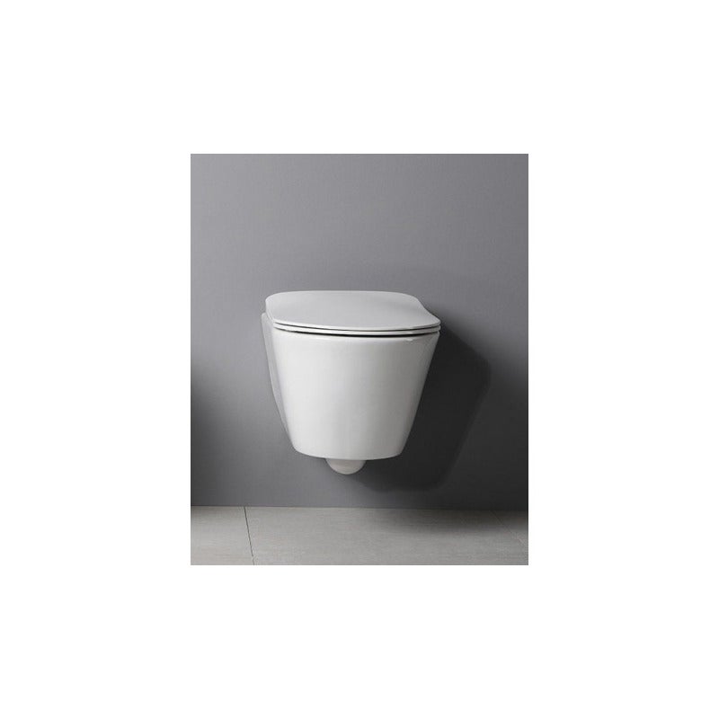 Pack WC Bâti-support autoportant, WC sans bride Lucco Avva, Abattant softclose, Plaque Chrome - 4