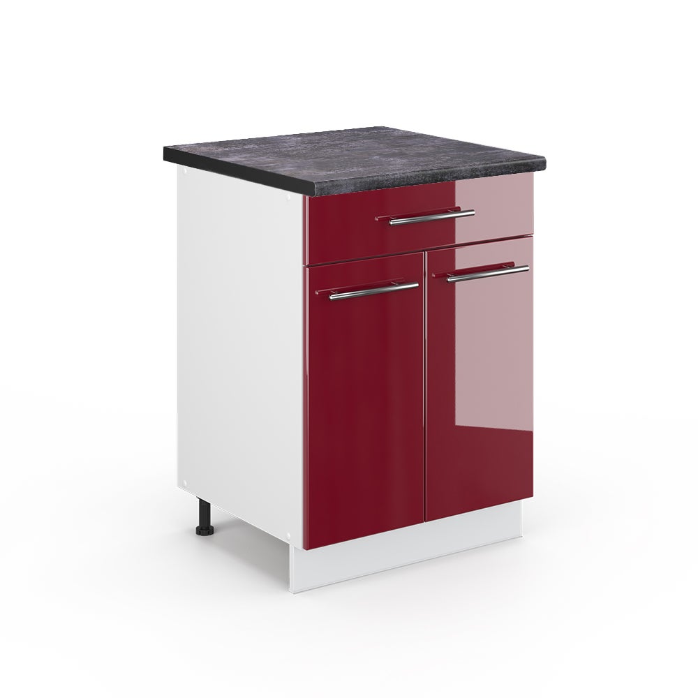 Cuisine Fame-Line Bordeaux brillant/Chêne doré 200cm sans PT Vicco