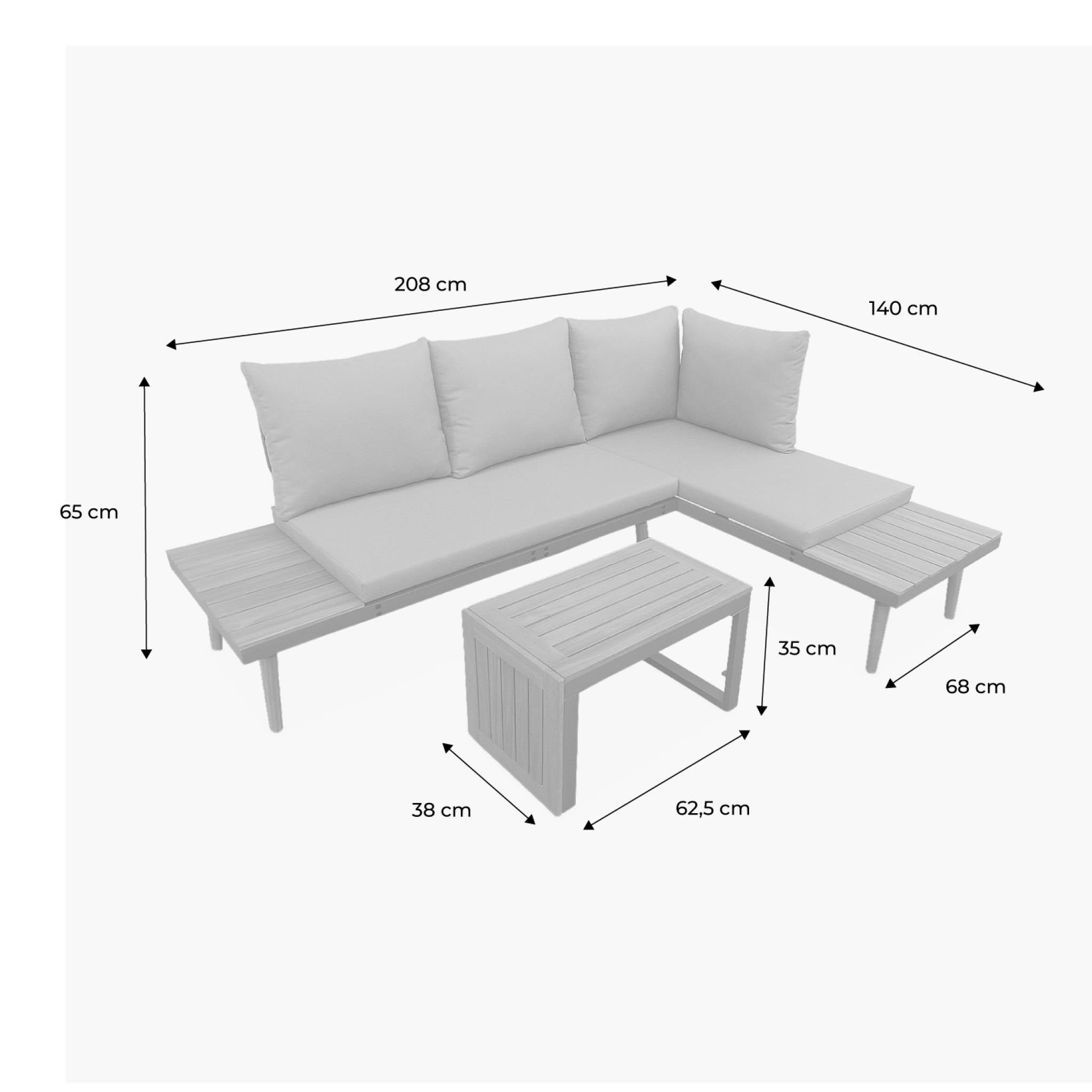 Salon de jardin en Aluminium Gris 4 personnes - 8