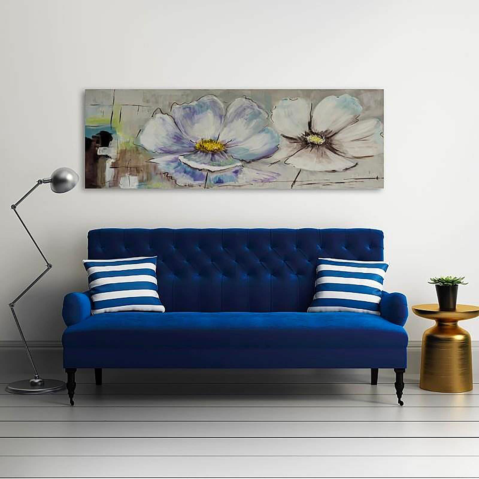 Tableau bois panorama deux fleurs blanches - 100 x 40 cm - 3