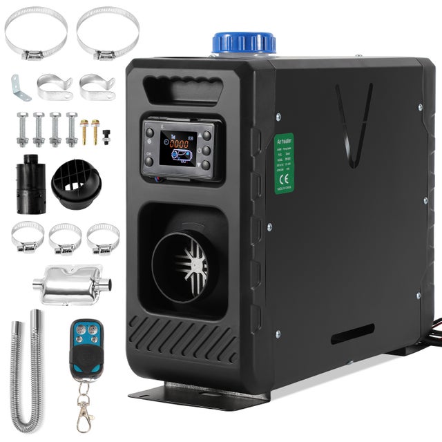 Chauffage diesel stationnaire 12V 8KW avec réservoir 5L, Bluetooth, écran LCD et télécommande, pour camion, , camping-car et voiture – Noir