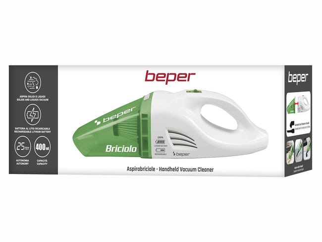 BEPER 50.401 Aspirabriciole Senza Fili, Piccolo e Maneggevole-Aspira Liquidi e Solidi con Filtro Hepa per Macchina o Casa, Acciaio, Bianco/Verde, 75 W | Leroy Merlin BEPER 50.401 Aspirabriciole Senza Fili, Piccolo e Maneggevole-Aspira Liquidi e Solidi con Filtro Hepa per Macchina o Casa, Acciaio, Bianco/Verde, 75 W | Leroy Merlin