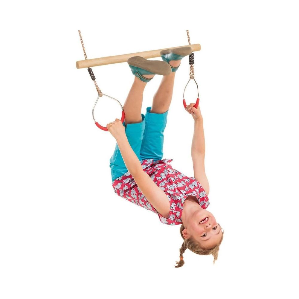 Trapèze en bois dur avec anneaux métal Cordes en chanvre synthétique Kbt - 6