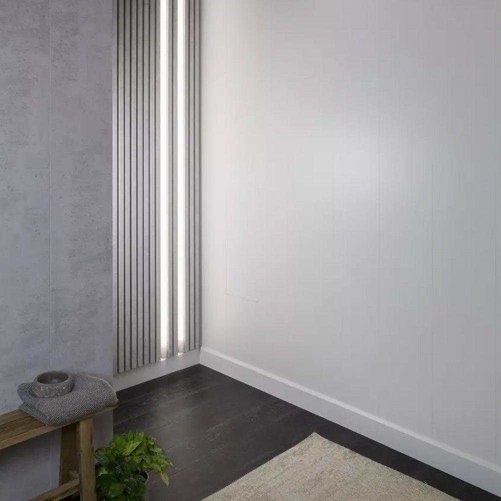 Lot de 2 Panneaux Muraux effet 3D - 2,70M : Maestro Latt (Couleur Beton / Fond Noir) - 5