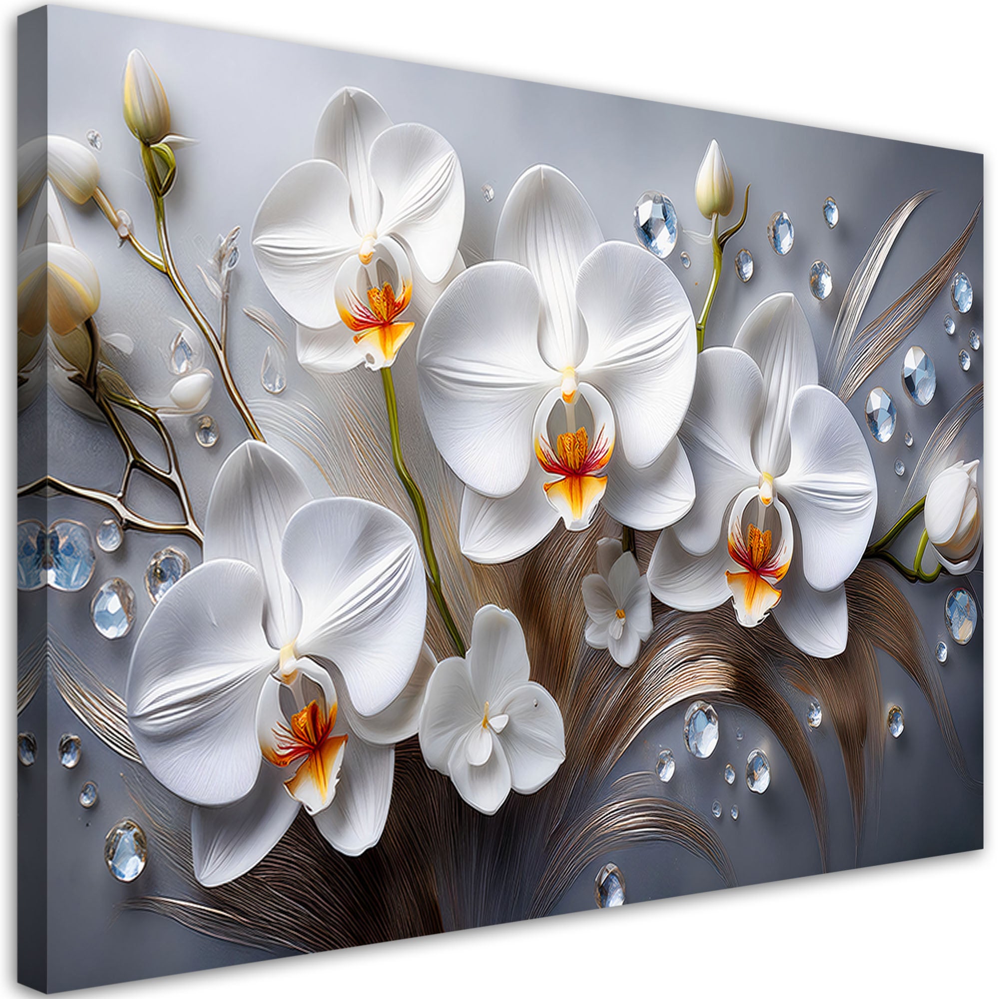 Obraz na płótnie, Orchidea Kwiat Biały 3D Malowany 60x40