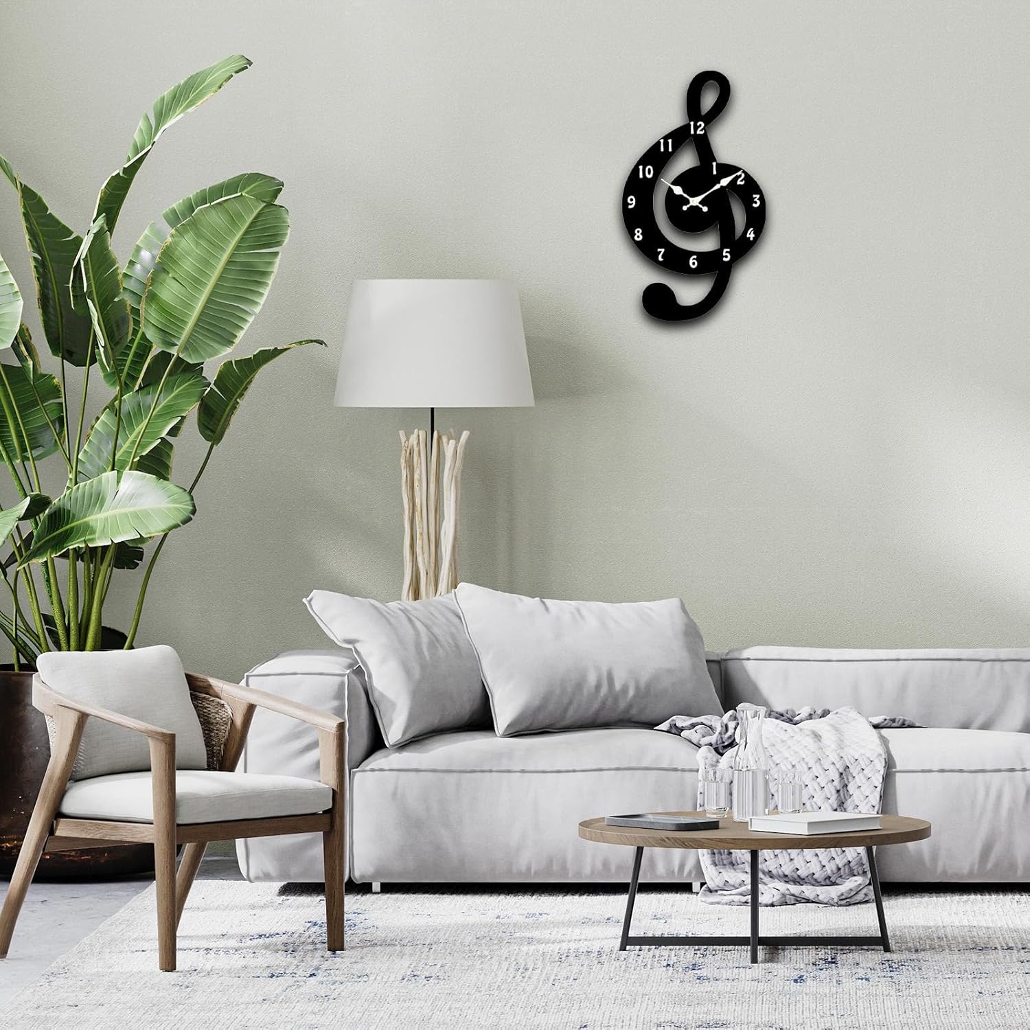 Horloge Murale Silencieuse En Bois Motif Notes De Musique - 30x17cm - Design Moderne Pour Salon, Chambre, Bureau