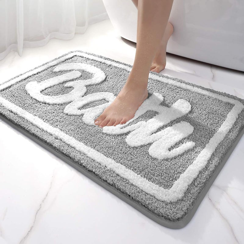 Mata łazienkowa antypoślizgowa, miękka mata łazienkowa z mikrofibry, chłonna mata prysznicowa, nadająca się do prania w pralce, 40 x 60 cm - szara