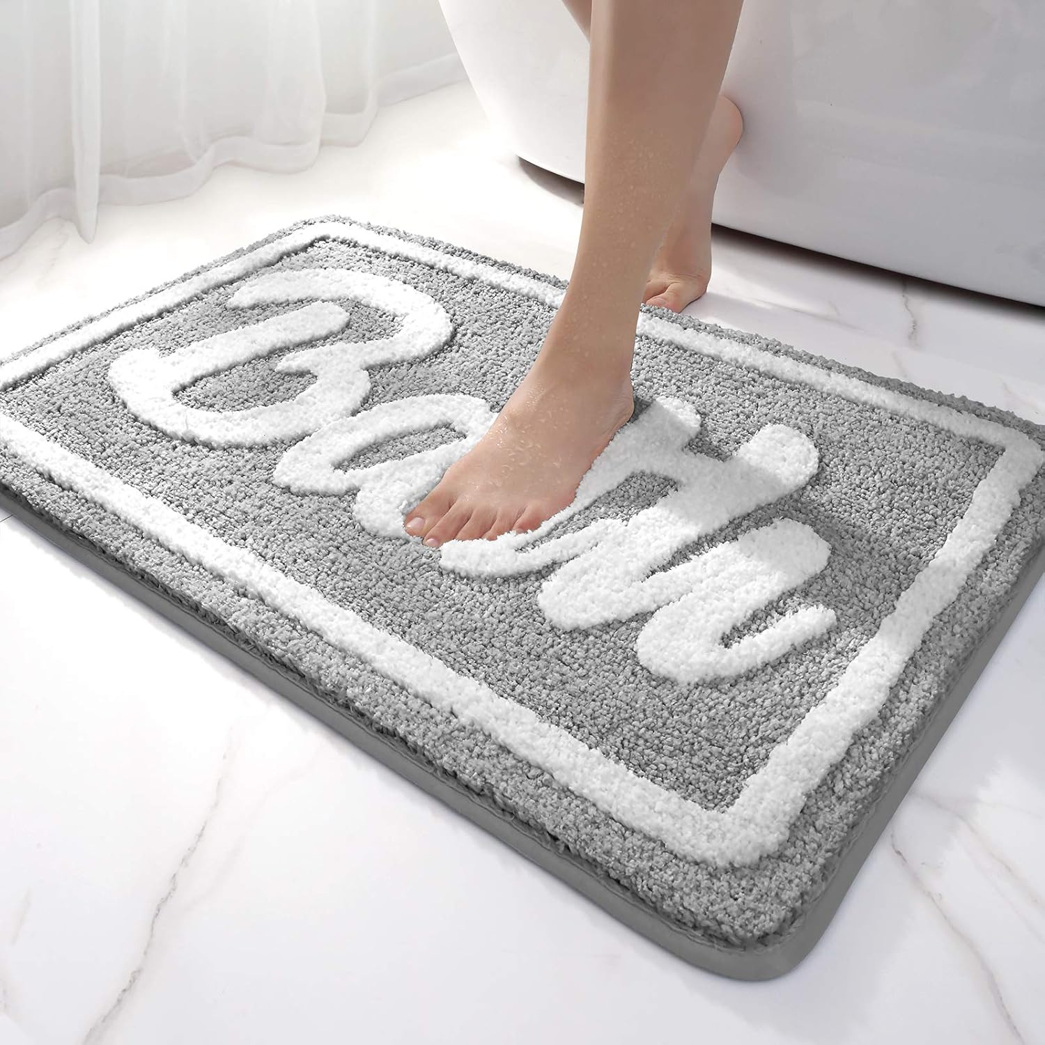 Mata łazienkowa antypoślizgowa, miękka mata łazienkowa z mikrofibry, chłonna mata prysznicowa, nadająca się do prania w pralce, 40 x 60 cm - szara