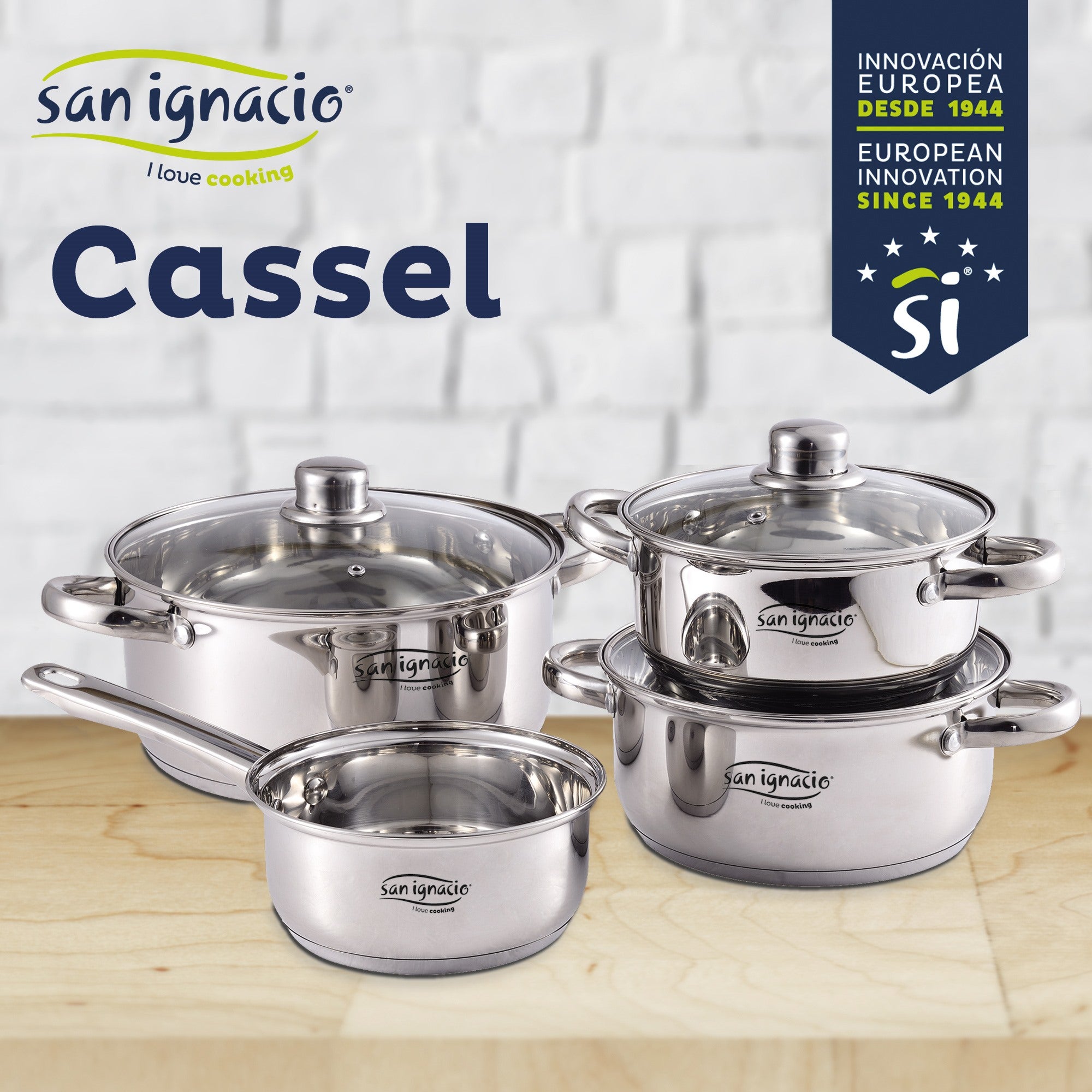 Sumeet - Set di 3 pentole con fondo piatto per cottura a induzione e a gas, in acciaio INOX, 370 ml, 550 ml, 800 ml