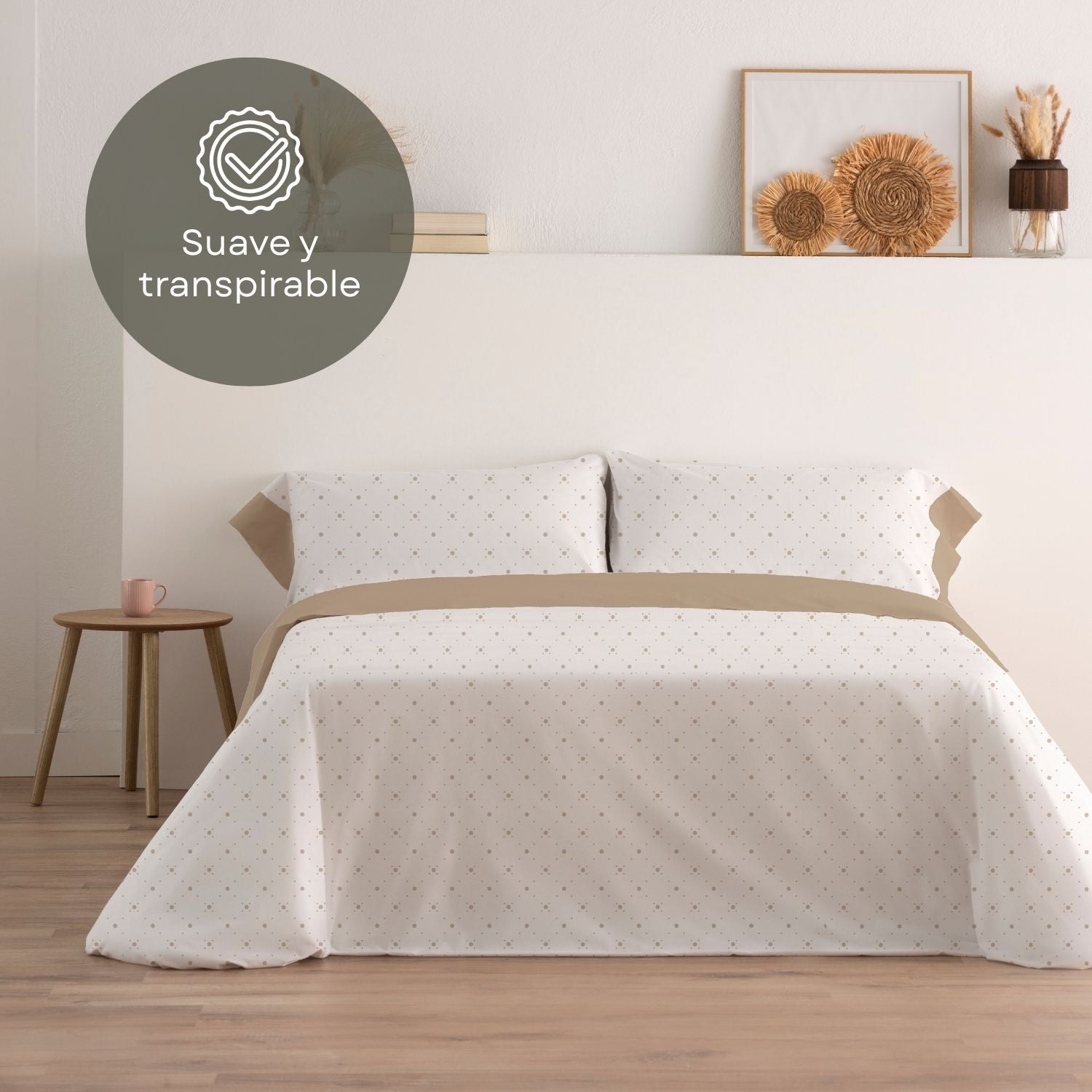Jogo de Lençóis 144 fios Llac Bege Cama 160cm (4 peças) Donegal Collections - 6