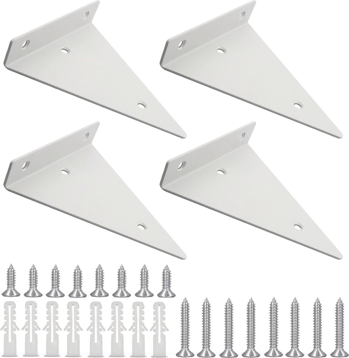 Supports d'étagère murale,4 pièces,fer,blanc,140 x 130 x 27 mm ...