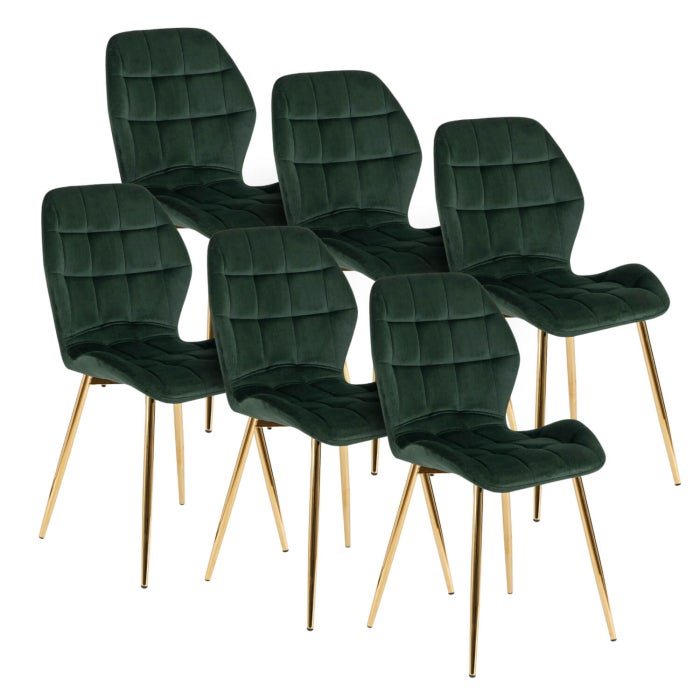 Zestaw Krzesło Tapicerowane Welurowe Kuchenne Zielone Do Jadalni LUCKY 6x