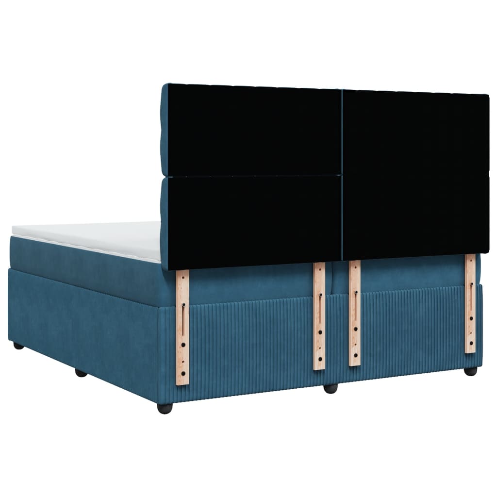 Maison Exclusive - Sommier à lattes de lit et matelas Bleu foncé 200x200cm Velours - 6