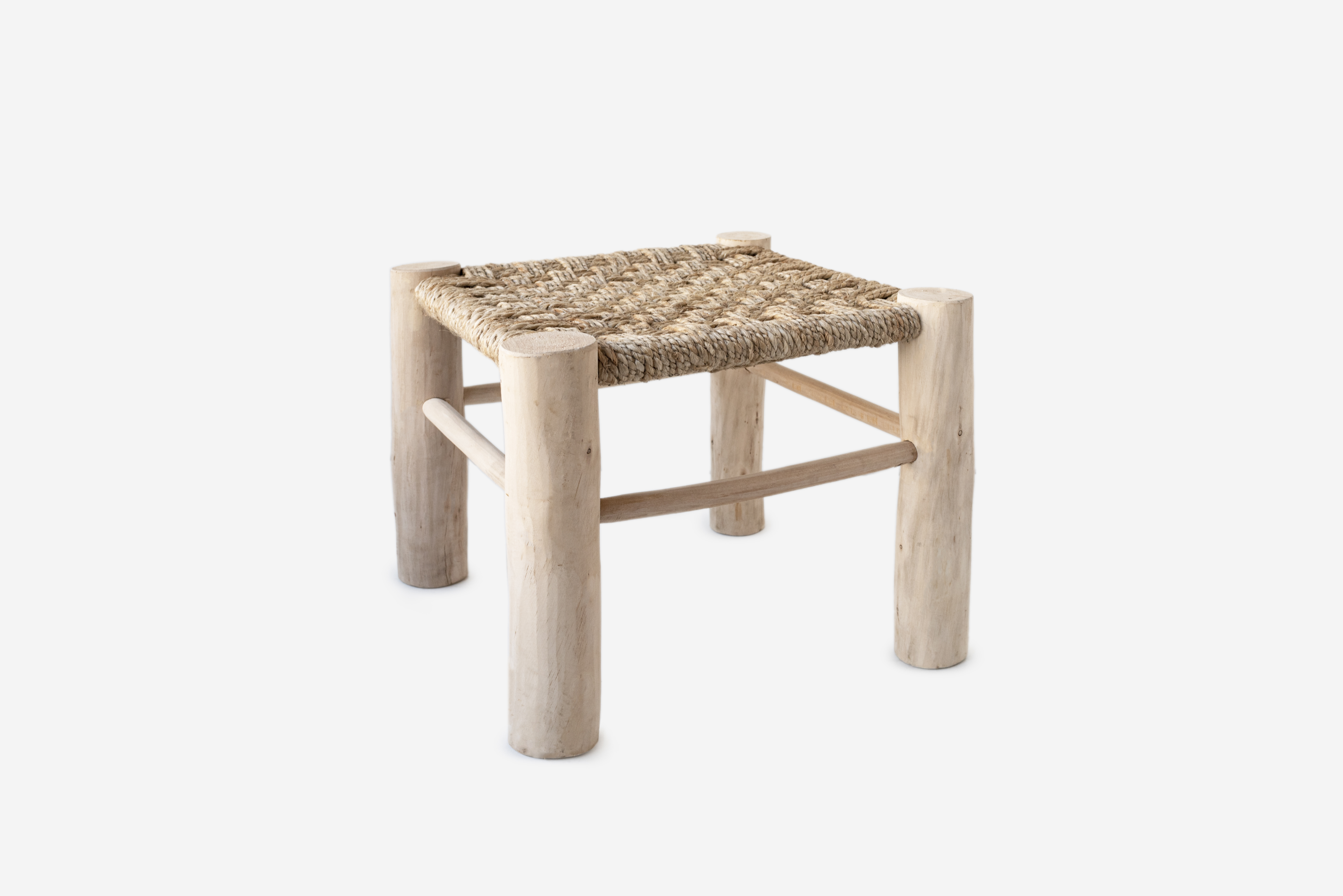 Stołek z włókien naturalnych 45x45x42 cm – ręcznie pleciony z juty, styl rustykalny i ekologiczny